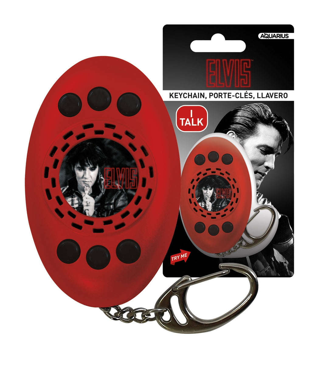Portachiavi Ufficiale ELVIS PRESLEY - Metal Spinner Con Motivo "Let's Face It" - 5 Cm - Regalo Per Fan