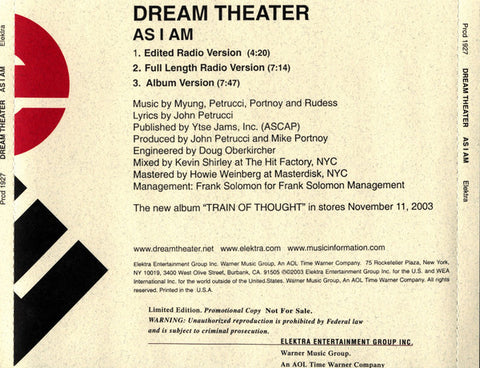 Dream Theater "As I Am" (cdsingle, promo, used)