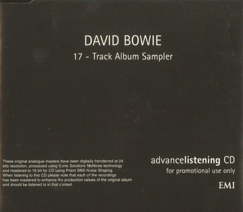 David Bowie "17 Track Album Sampler" (cd, promo, used)